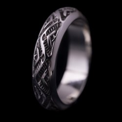 画像3: ナバホ族 Lyle Secatero #4ハーフラウンド ライトニング リング 17号