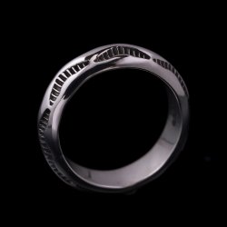 画像2: ナバホ族 Lyle Secatero #4ハーフラウンド ライトニング リング 14号