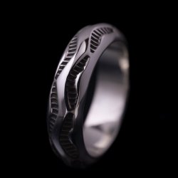 画像3: ナバホ族 Lyle Secatero #4ハーフラウンド ライトニング リング 14号