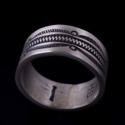 画像1: ナバホ族 Herman Smith 3/8" クラシックスタイル リング 23.5号