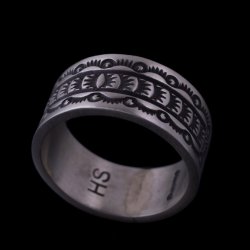 画像1: ナバホ族 Herman Smith 3/8" クラシックスタイル リング 20.5号