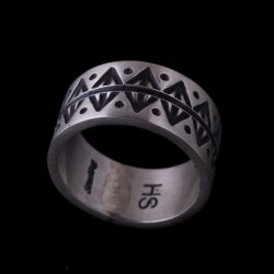画像1: ナバホ族 Herman Smith 3/8" クラシックスタイル リング 14.5号