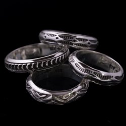 画像4: ナバホ族 Lyle Secatero #4ハーフラウンド ライトニング リング 17号