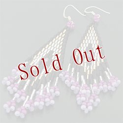 画像1: オリジナル ビーズ チマヨ柄 パープル 小 ドロップタイプ/アメリカンタイプ ピアス