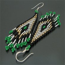 着用画像2: オリジナル ビーズ チマヨ柄 グリーン 小 ドロップタイプ/アメリカンタイプ ピアス