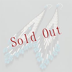 画像1: オリジナル ビーズ チマヨ柄 ターコイズブルー 大 ドロップタイプ/アメリカンタイプ ピアス