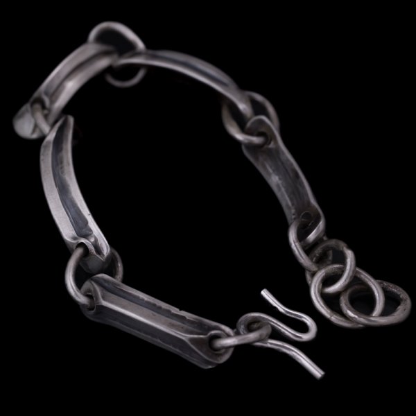 画像2: ブラックフット族 James Faks トライアングル チェイシング リンクブレスレット (2)