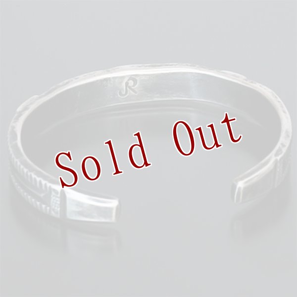 画像5: クリーク族 Jesse Robbins 2 シャイアン コインシルバー フラットトップ スタンプ バングル (5)