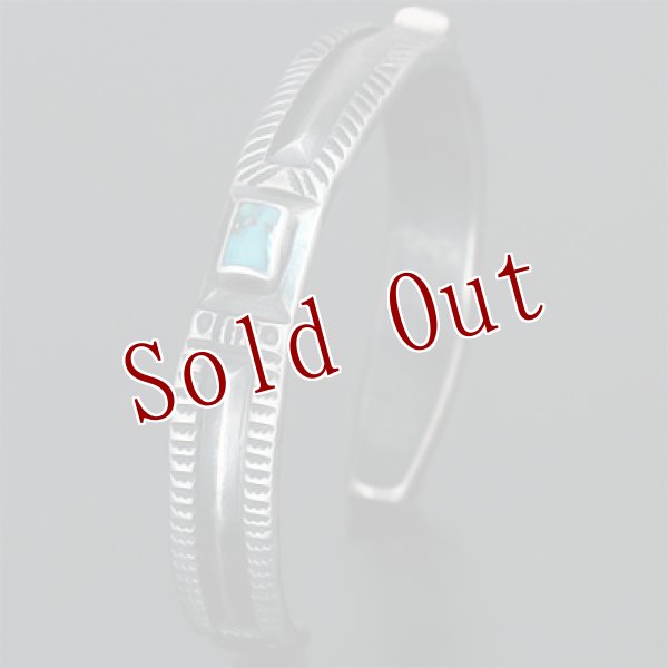 画像9: クリーク族 Jesse Robbins 2 シャイアン コインシルバー フラットトップ スタンプ バングル (9)