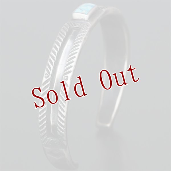 画像6: クリーク族 Jesse Robbins シャイアン コインシルバー フラットトップ スタンプ バングル (6)