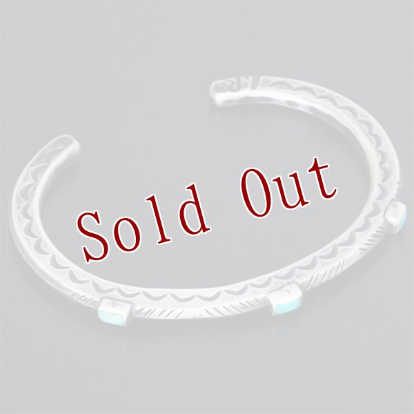 画像6: クリーク族 Jesse Robbins シャイアン コインシルバー トライアングル ヘビーゲージ スタンプ バングル  (6)