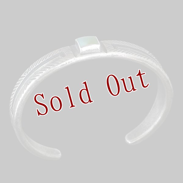 画像3: クリーク族 Jesse Robbins コインシルバー シャイアン フラットトップ テーパ バングル (3)