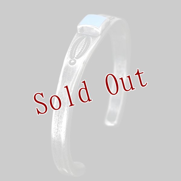 画像3: クリーク族 Jesse Robbins コインシルバー シャイアン スタンプ テーパ バングル (3)