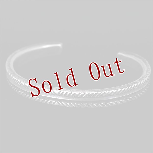 画像4: クリーク族 Jesse Robbins 1/4" チゼル コインシルバー テーパ― バングル 5 1/4inch (4)