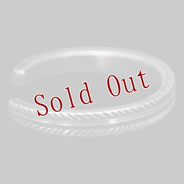 画像6: クリーク族 Jesse Robbins 1/4" チゼル コインシルバー テーパ― バングル 5 1/4inch (6)