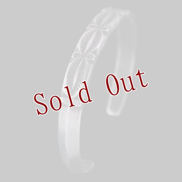 画像3: クリーク族 Jesse Robbins コインシルバー スタンプ トライアングル バングル (3)