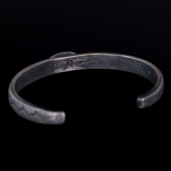 画像6: クリーク族 Jesse Robbins Fox ハーフラウンド コインシルバー スタンプ バングル "5 1/2" (6)