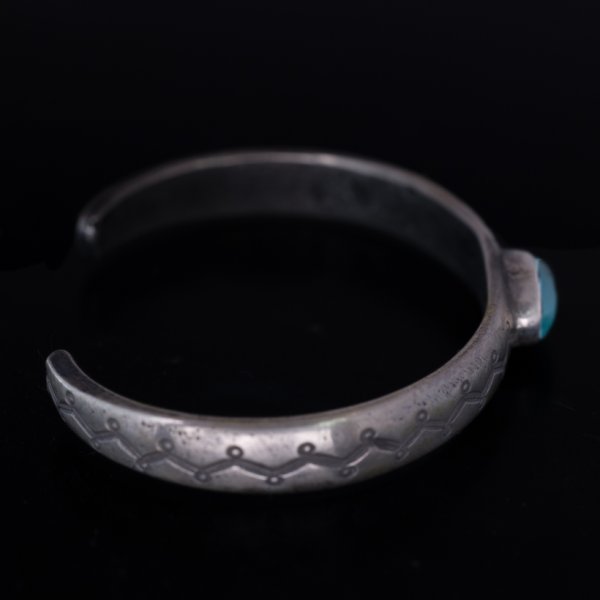 画像7: クリーク族 Jesse Robbins Fox ハーフラウンド コインシルバー スタンプ バングル "5 1/2" (7)