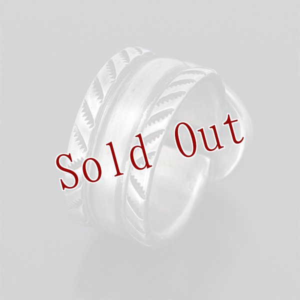 画像2: クリーク族 Jesse Robbins ブルーイーグル コインシルバー チゼル リング 13.5号 (2)