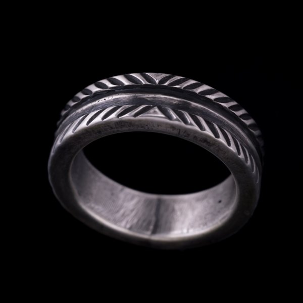 画像1: クリーク族 Jesse Robbins ダブルロープ コインシルバー リング 15.5号 (1)