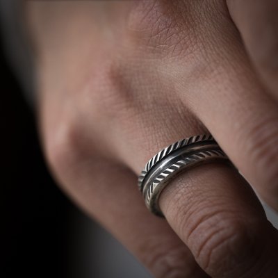 画像2: クリーク族 Jesse Robbins ダブルロープ コインシルバー リング 15.5号