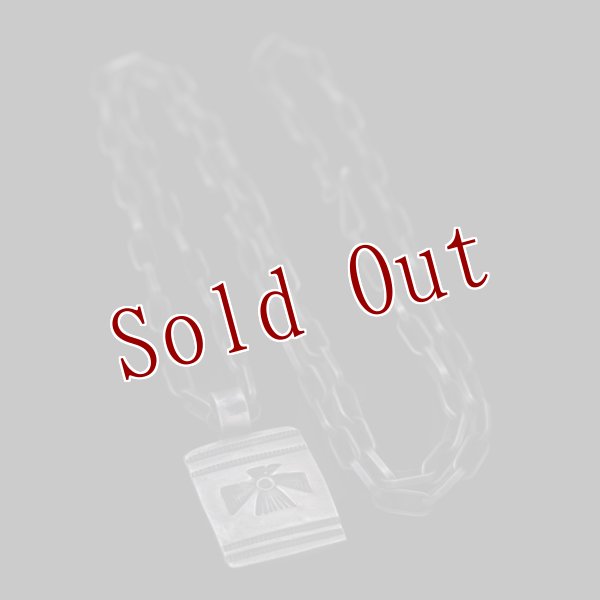 画像4: クリーク族 Jesse Robbins サンダーバード コインシルバー スクエア ペンダント (4)