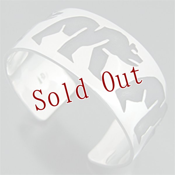 画像1: ホピ族 Lawrence Saufkie ベア 3本足 バングル (1)