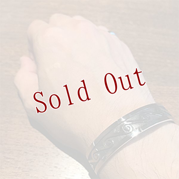 画像4: ホピ族 Stewart Tewawina Dacawym ウォーターウエーブ オーバーレイ バングル (4)