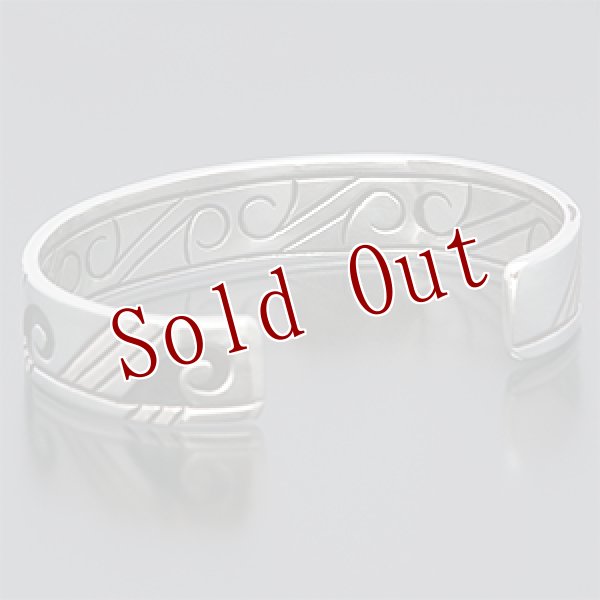 画像3: ホピ族 Emmett Navakuku 1/2” ウォーター/ウォーター オーバーレイ/スタンプ バングル (3)