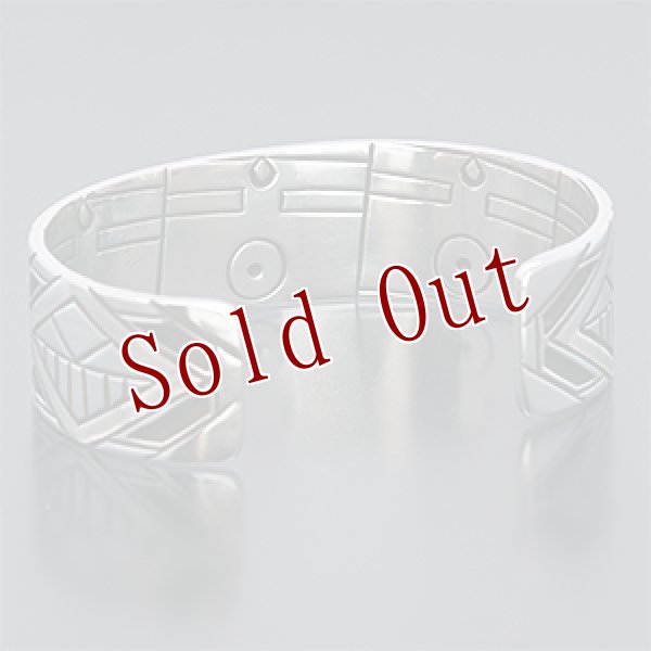 画像3: ホピ族 Emmett Navakuku 3/4” レインクラウド/カチナ オーバーレイ/スタンプ バングル (3)