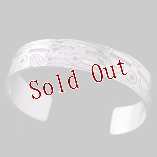 画像1: ホピ族 Emmett Navakuku 5/8" ミックスカチナ オーバーレイ バングル (1)