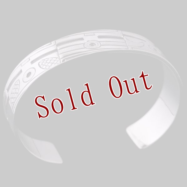 画像2: ホピ族 Emmett Navakuku 5/8" ミックスカチナ オーバーレイ バングル (2)