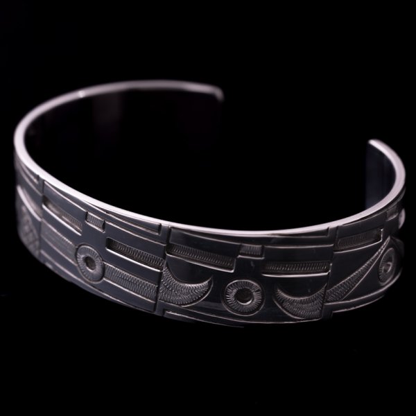 画像5: ホピ族 Emmett Navakuku 5/8" ミックスカチナ オーバーレイ バングル (5)