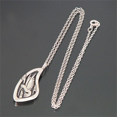 画像1: ホピ族 Sparky Masawytewa ハミングバード ネックレス