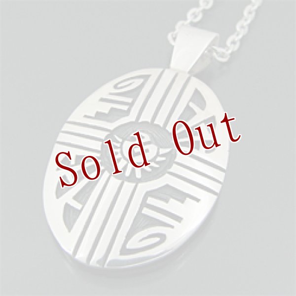 画像1: ホピ族 Lucion Koinva イーグル オーバーレイ オーバル ネックレス (1)