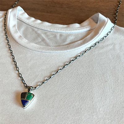 画像3: ホピ族 Marlin Honhongva マルチカラー インレイ トライアングル ペンダント