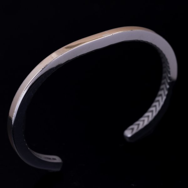 画像2: ナバホ族 Bruce Morgan #6SQ プレーン(14K)/4ダイヤ+アロー(SS) バングル【RIVER MAIL企画】 (2)