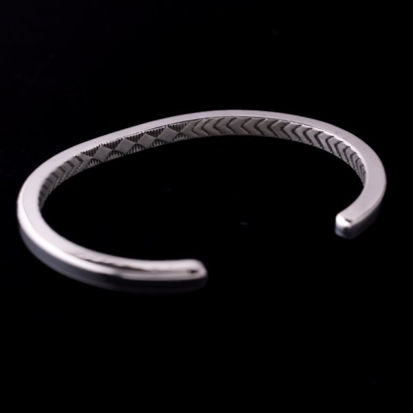 画像5: ナバホ族 Bruce Morgan #6SQ プレーン(SS)/4ダイヤ+アロー(SS) バングル (5)