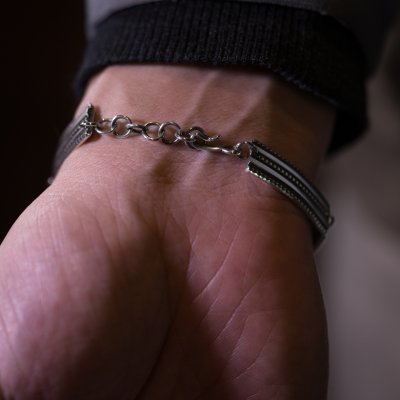 画像3: 【RIVER MAIL企画】ナバホ族 Bruce Morgan 3/8” SS 2連チゼル ブレスレット