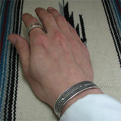 画像3: ナバホ族 Bruce Morgan スタンプワーク シルバー バングル