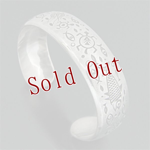 画像1: ナバホ族 Norbert Peshlakai オーシャン スタンプワーク バングル (1)