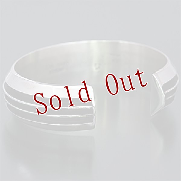 画像3: ナバホ族 Tom Hawk 2ライン ストレート バングル (3)