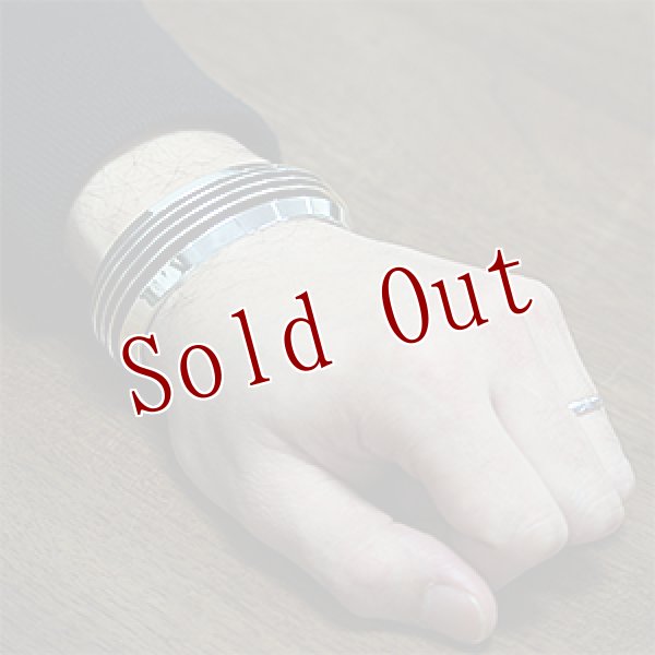 画像4: ナバホ族 Tom Hawk 3ライン ストレート バングル (4)