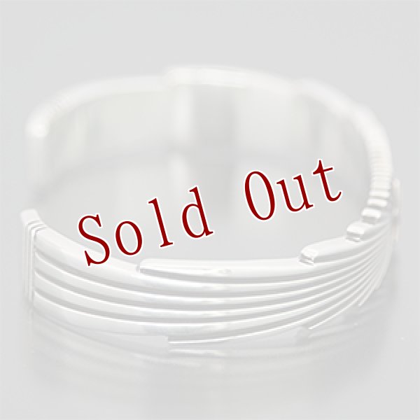 画像2: ナバホ族 Pat Bedonie 3/8" 14K スターバースト バングル レディース S (2)