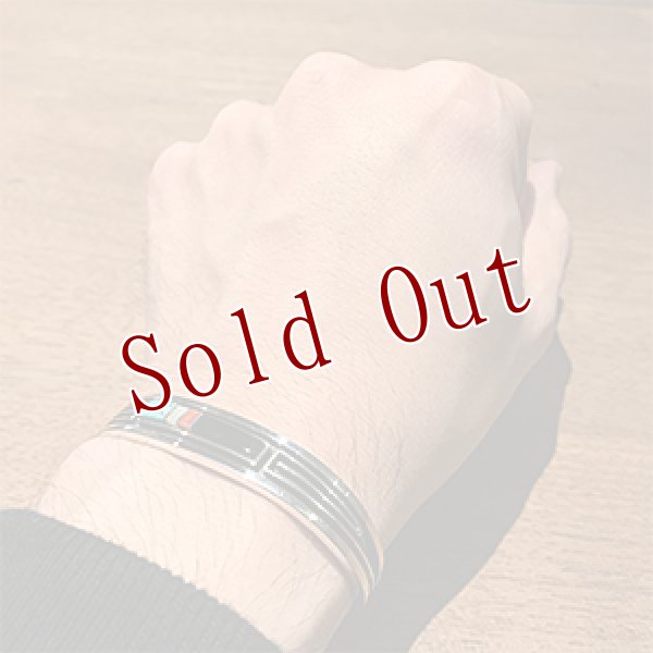 画像4: ナバホ族 Albert Nells マルチカラー インレイ バングル  メンズ S/レディース L (4)