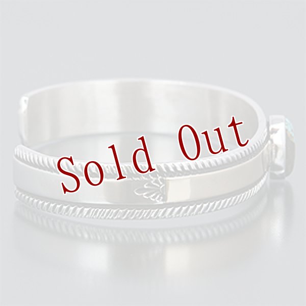 画像2: ナバホ族 Bruce Morgan 3/8" モレンシ 14K チゼル1連 バングル メンズ M (2)