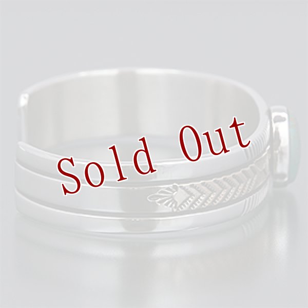 画像2: ナバホ族 Bruce Morgan 1/2" ロイストーン 14K スタンプワーク バングル メンズ M (2)