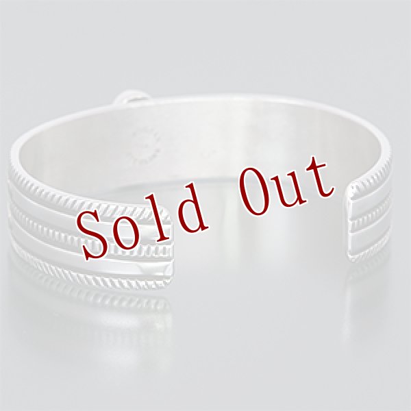 画像3: ナバホ族 Bruce Morgan 1/2" ロイストーン 14K チゼル2連 バングル メンズ M (3)