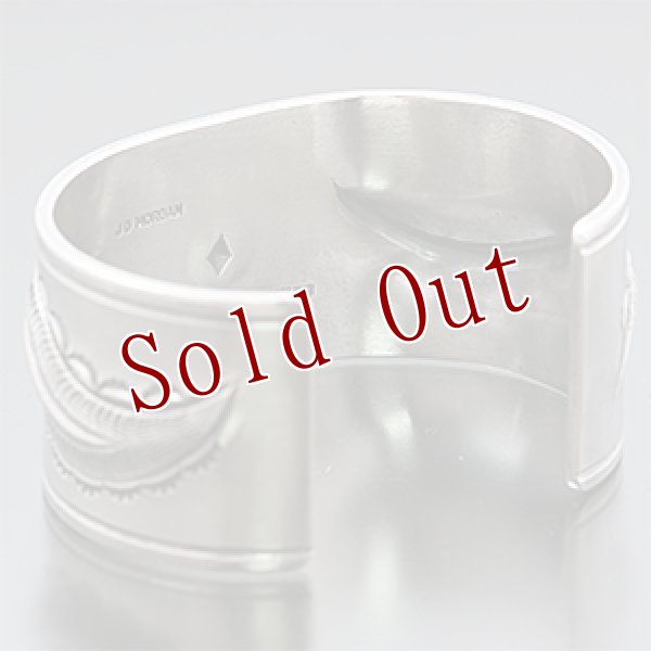 画像3: ナバホ族 Jacob D. Morgan 1 1/4” Bi-Curve リポウズ バングル 6 (3)