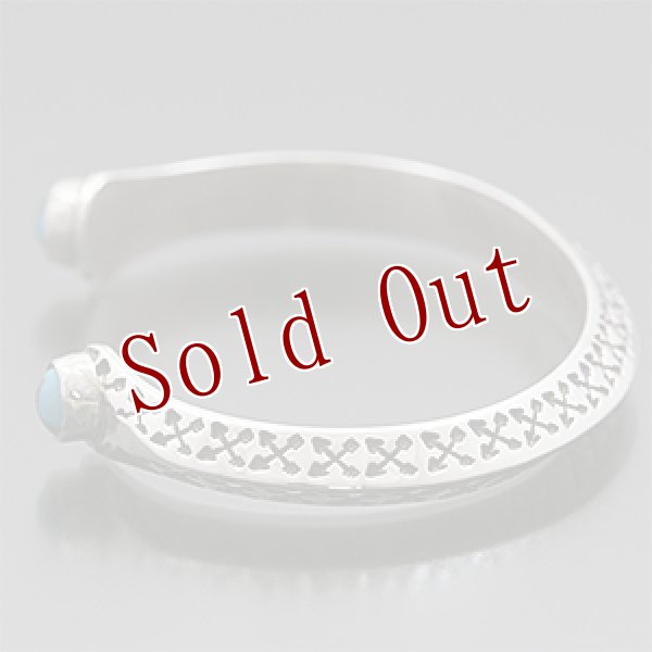 画像2: ナバホ族 Sunshine Reeves トライアングルワイヤー Wアロー/Wアロー モレンシ/モレンシ バングル メンズ M (2)